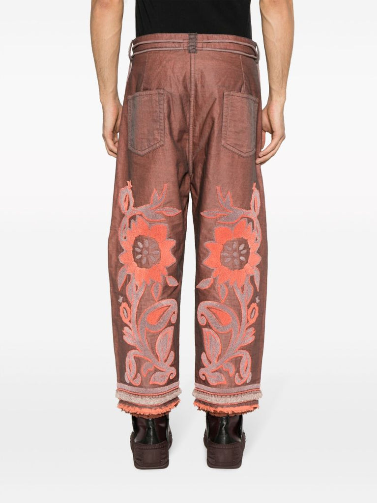 Red Tapestry Cotton Trousers