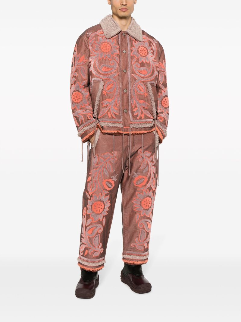 Red Tapestry Cotton Trousers