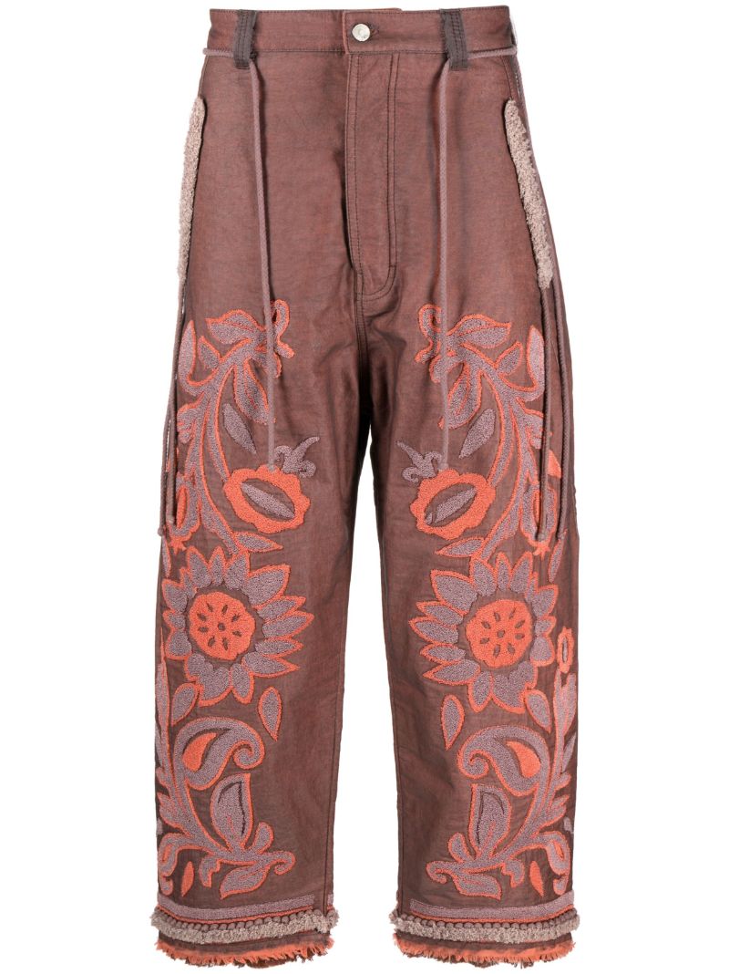 Red Tapestry Cotton Trousers