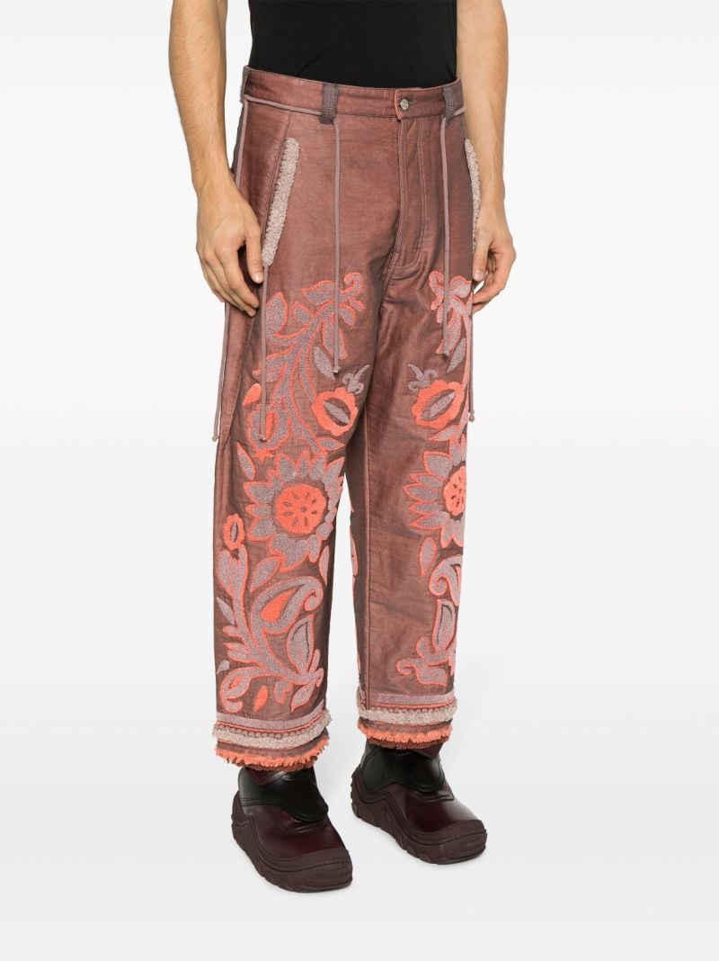 Red Tapestry Cotton Trousers