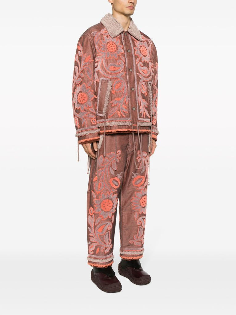 Orange Tapestry Patchwork Shirt Jacket