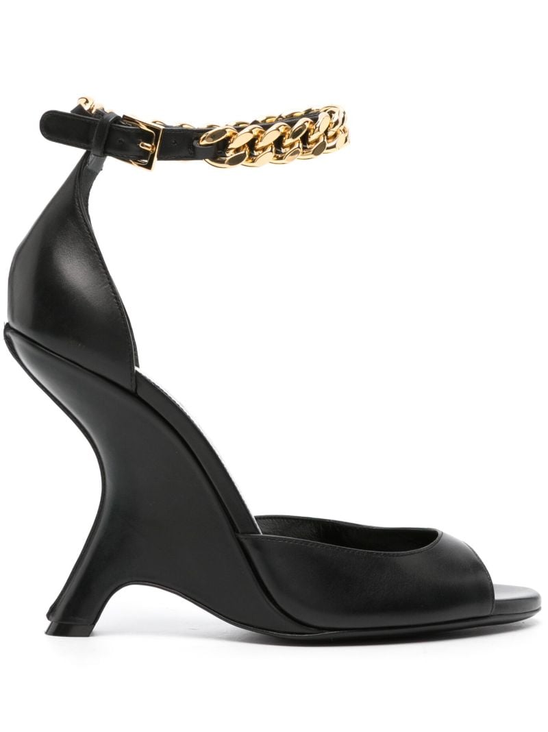 Black 105 Wedge Leather Sandals