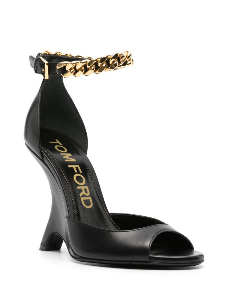Black 105 Wedge Leather Sandals