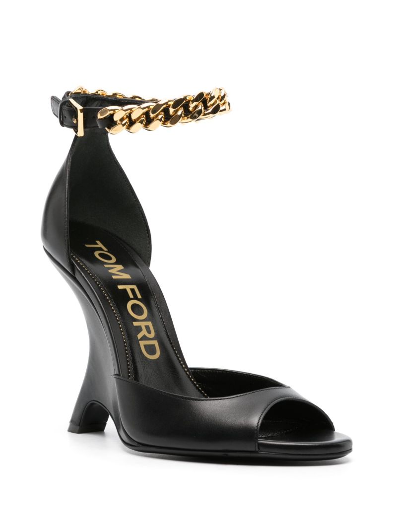 Black 105 Wedge Leather Sandals