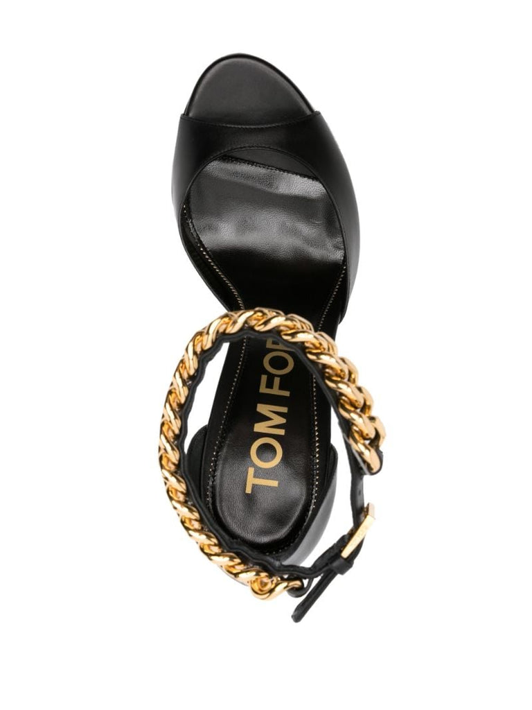 Black 105 Wedge Leather Sandals