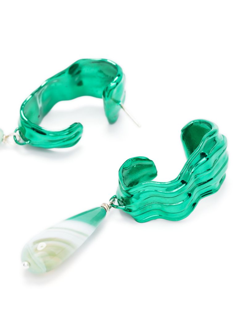 Green Dune Agate Drop Earrings