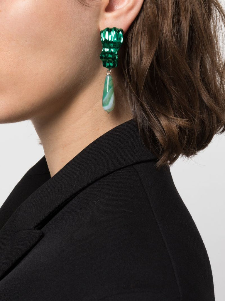 Green Dune Agate Drop Earrings