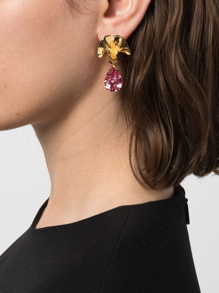Gold-tone Delphinium Crystal Drop Earrings
