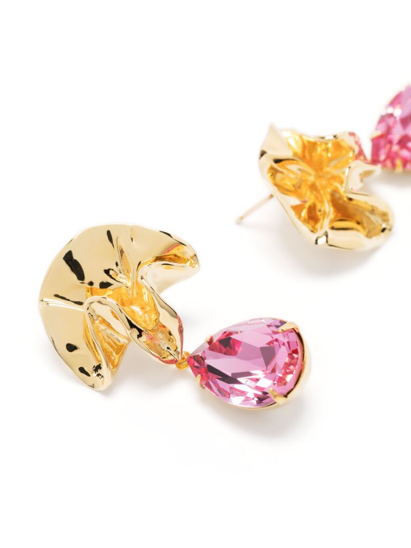 Gold-tone Delphinium Crystal Drop Earrings