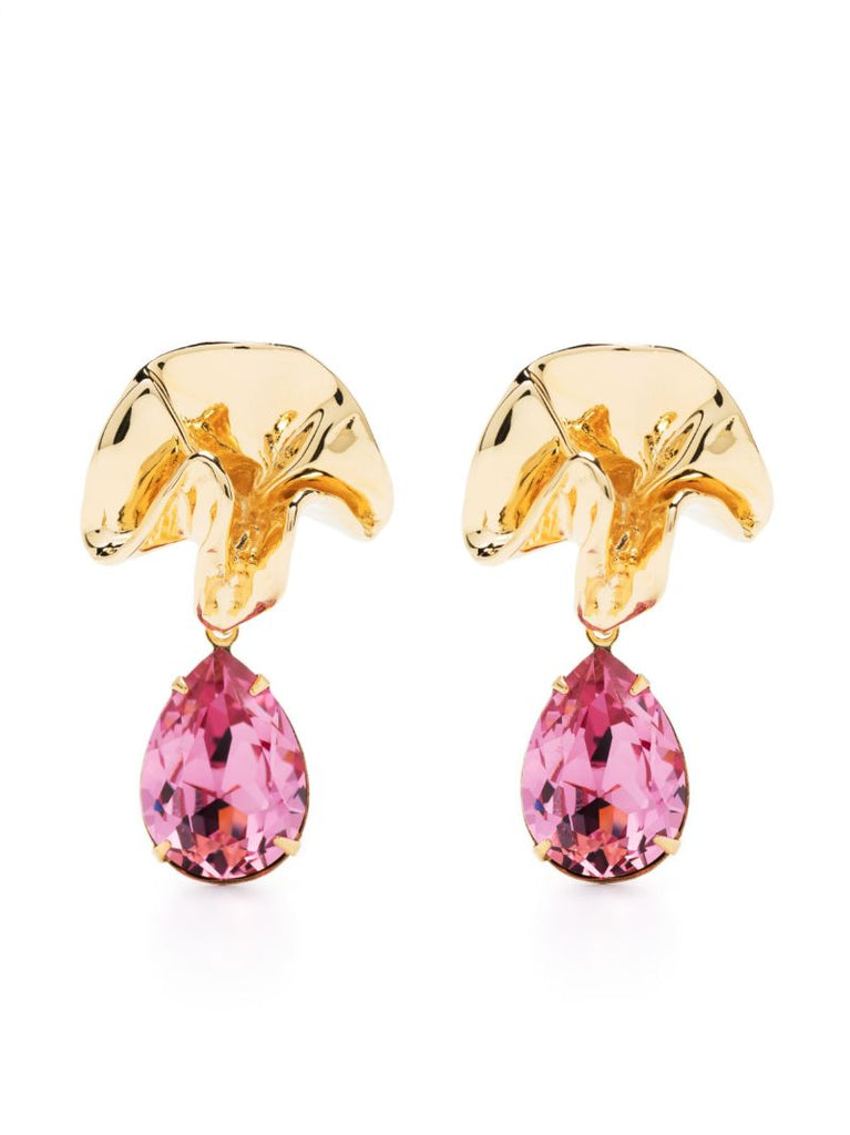 Gold-tone Delphinium Crystal Drop Earrings