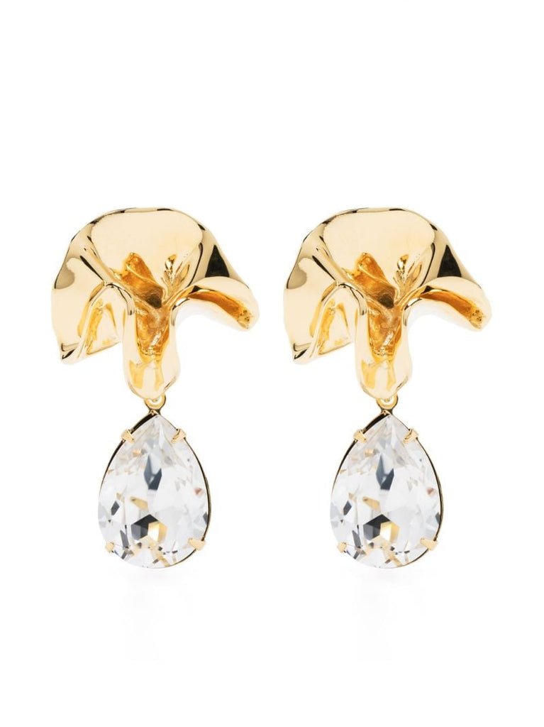 Gold-tone Delphin Crystal Drop Earrings