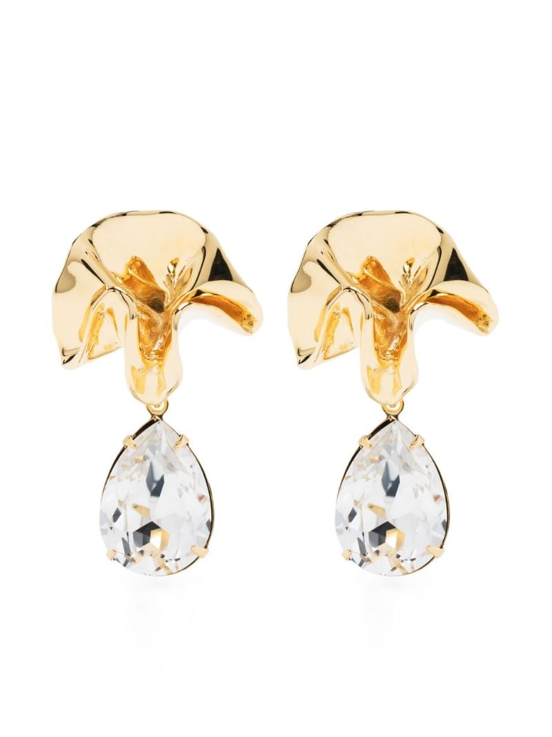Gold-tone Delphin Crystal Drop Earrings