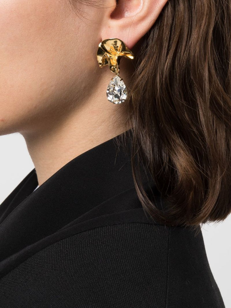 Gold-tone Delphin Crystal Drop Earrings
