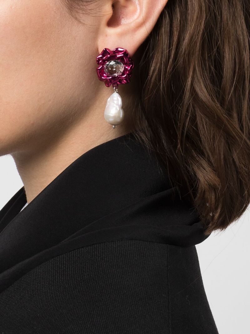 Pink Lola Pearl Drop Earrings