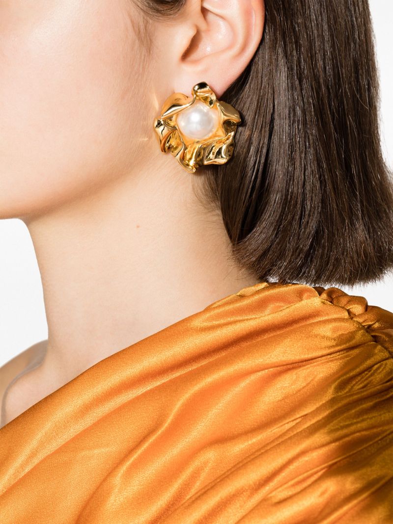 Gold-plated Titania Faux-pearl Stud Earrings