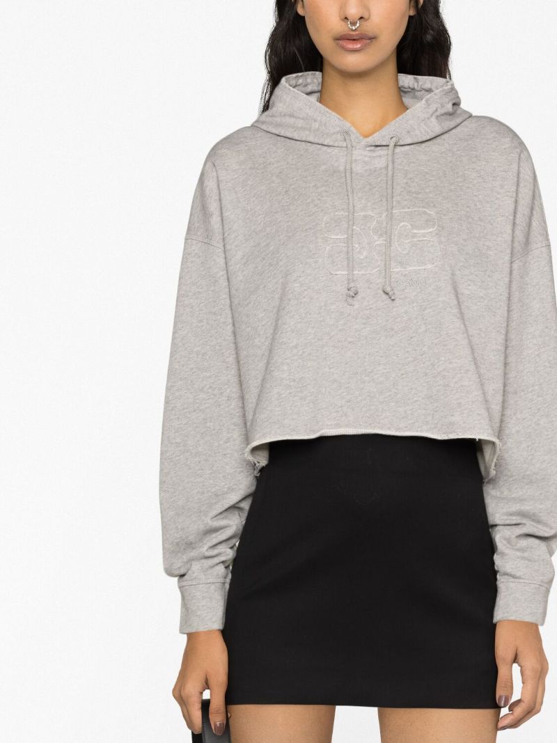 Grey Logo Embossed Organic Cotton Hoodie