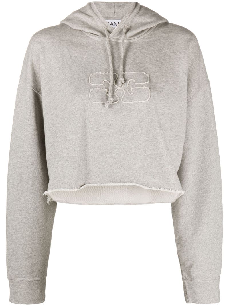 Grey Logo Embossed Organic Cotton Hoodie