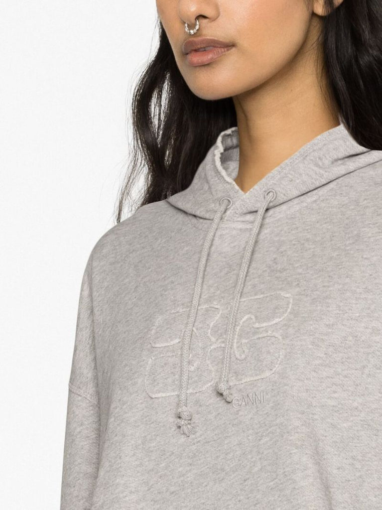 Grey Logo Embossed Organic Cotton Hoodie