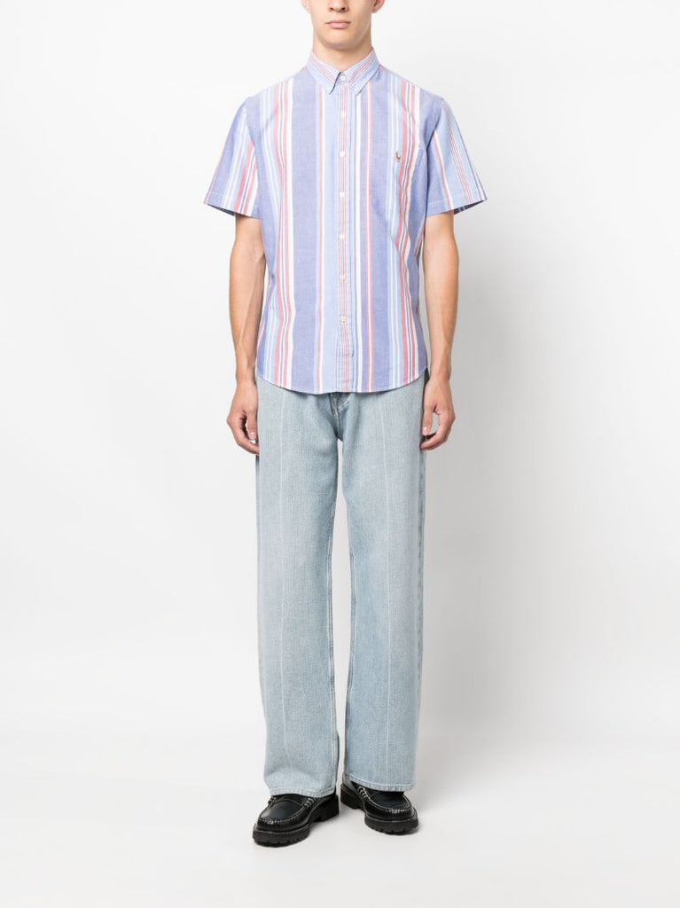 Purple Polo Pony Striped Cotton Shirt
