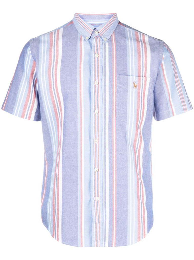 Purple Polo Pony Striped Cotton Shirt