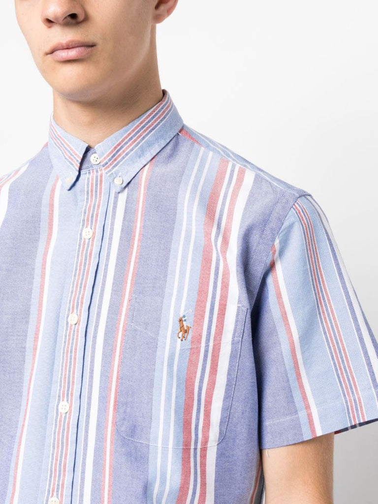 Purple Polo Pony Striped Cotton Shirt