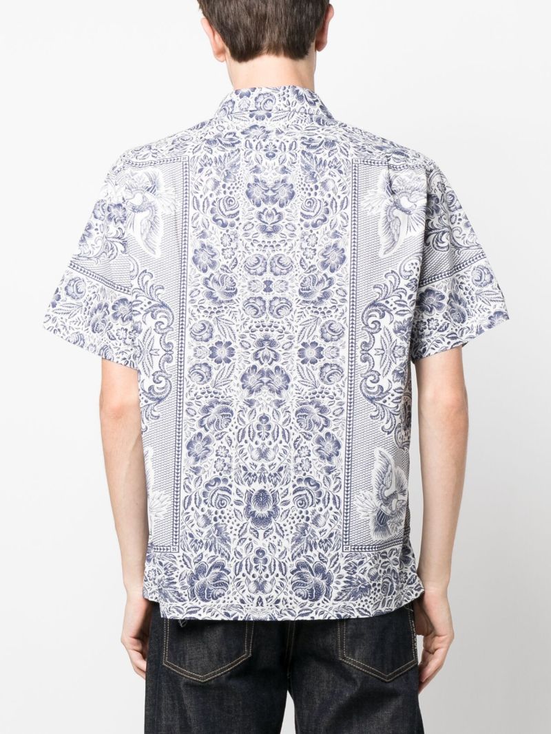 Blue Paisley Pattern Short-sleeve Shirt
