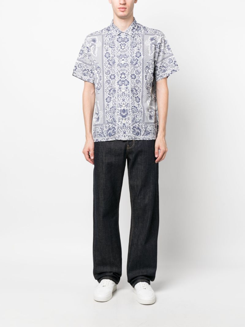 Blue Paisley Pattern Short-sleeve Shirt