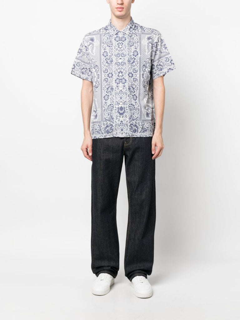 Blue Paisley Pattern Short-sleeve Shirt
