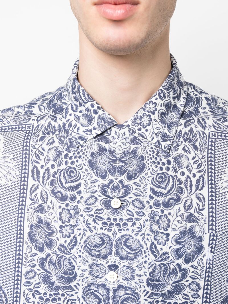 Blue Paisley Pattern Short-sleeve Shirt