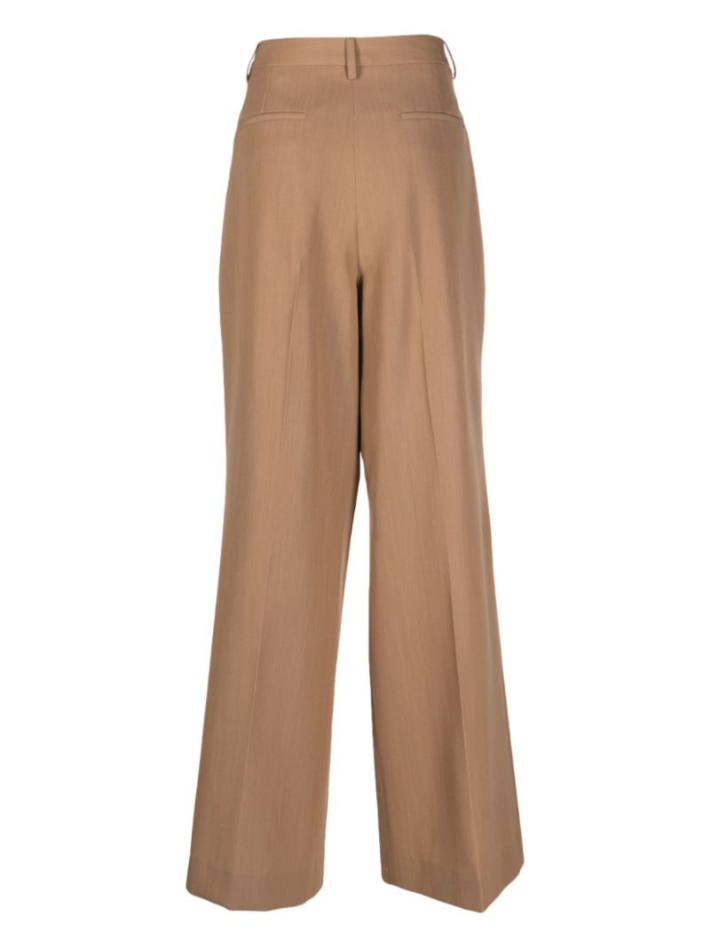 Brown Wide-leg Wool Trousers