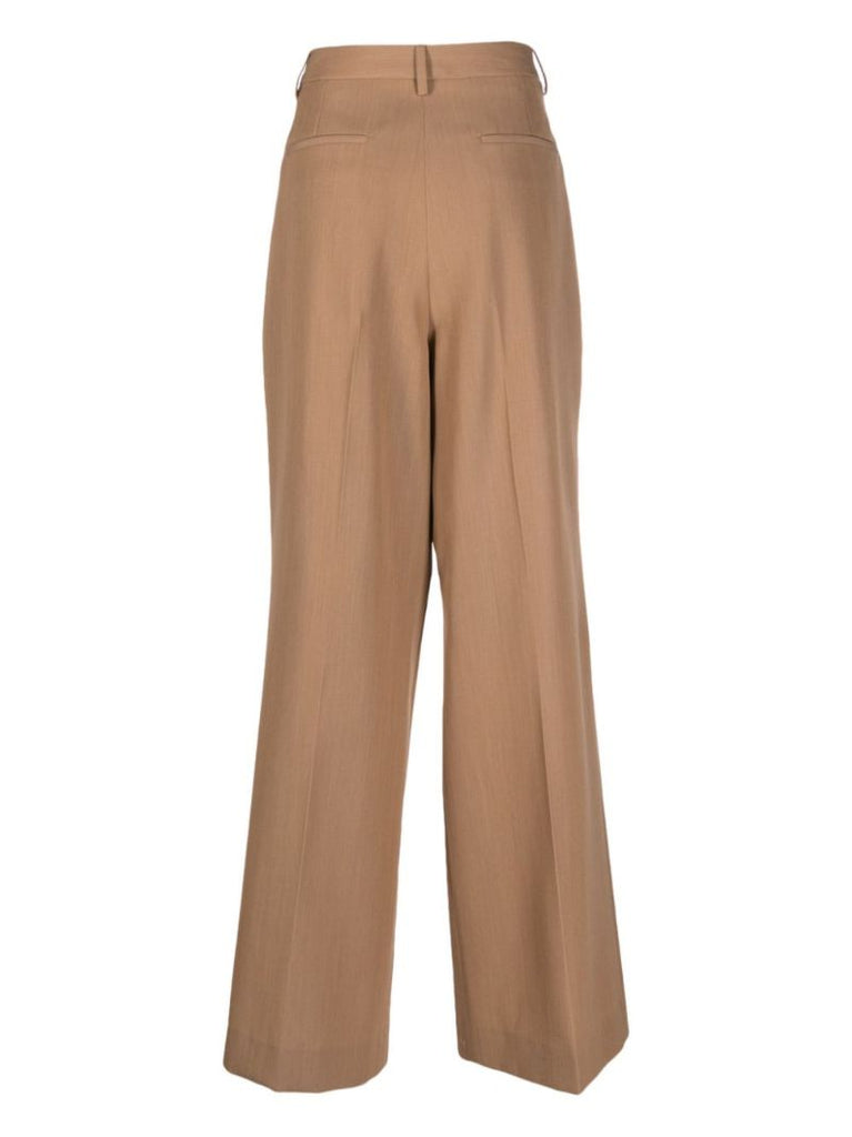Brown Wide-leg Wool Trousers