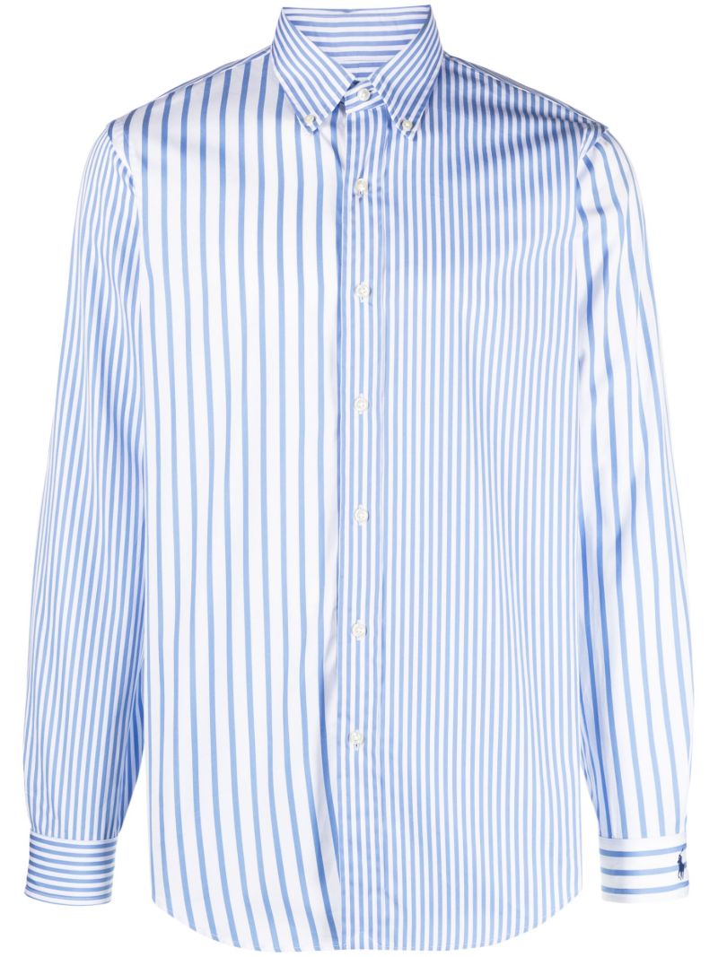 Blue Striped Long-sleeve Cotton Shirt