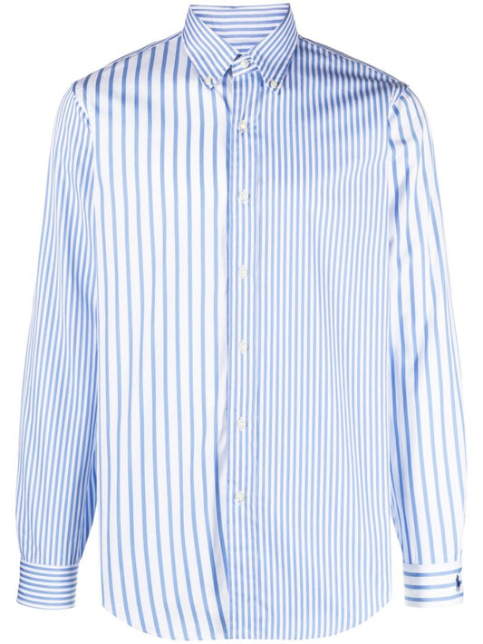 Blue Striped Long-sleeve Cotton Shirt