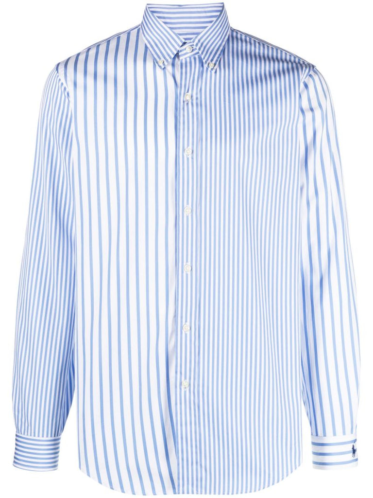 Blue Striped Long-sleeve Cotton Shirt