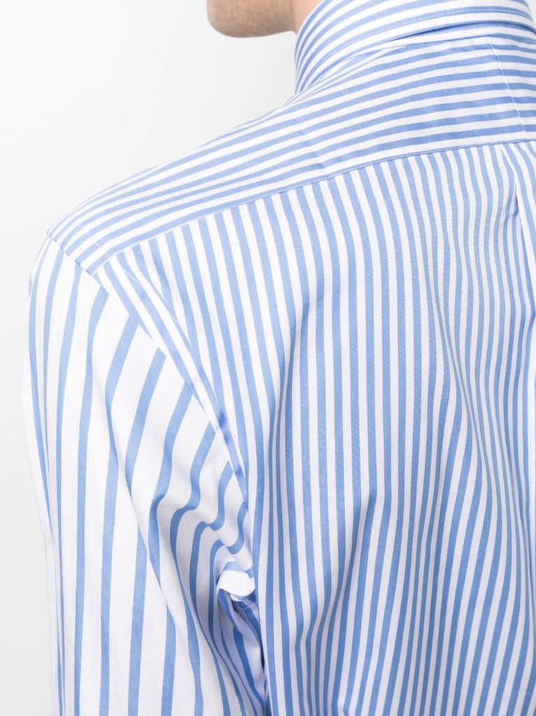 Blue Striped Long-sleeve Cotton Shirt