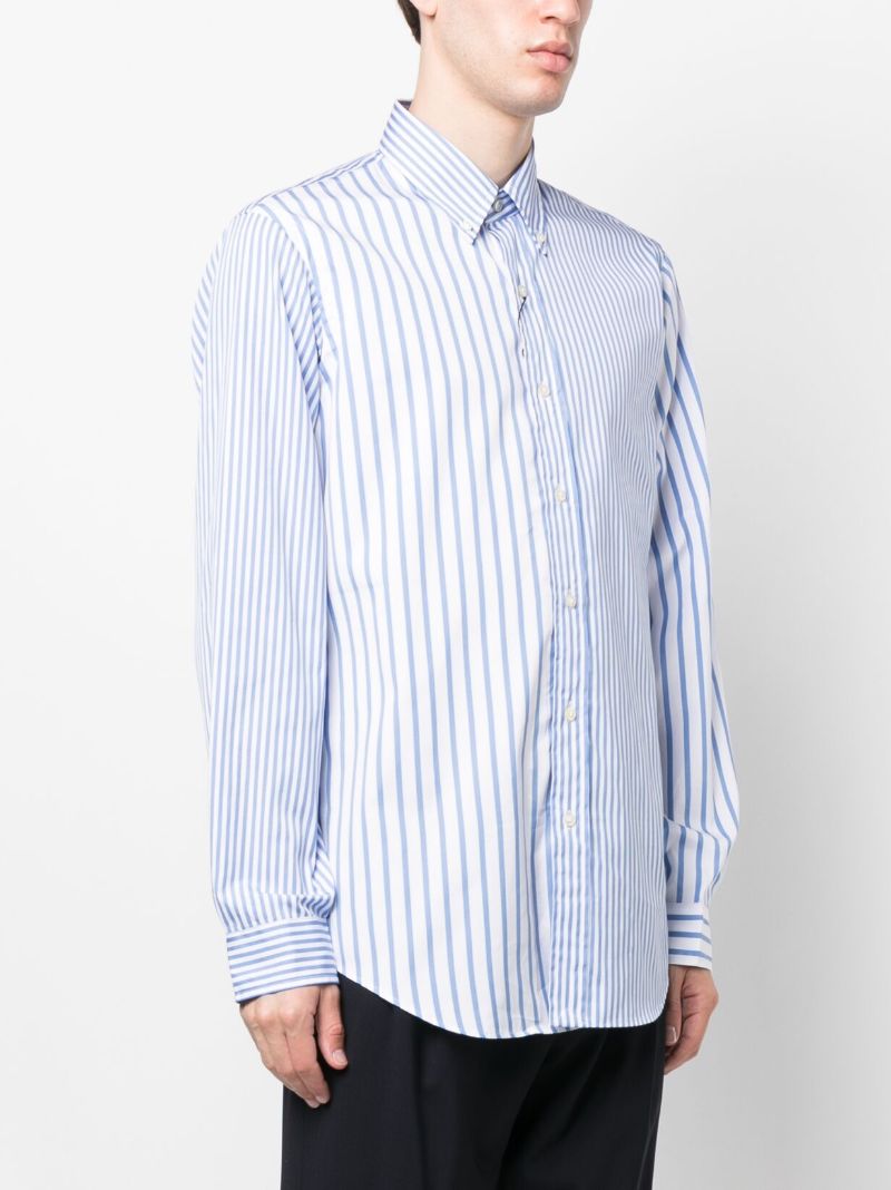 Blue Striped Long-sleeve Cotton Shirt