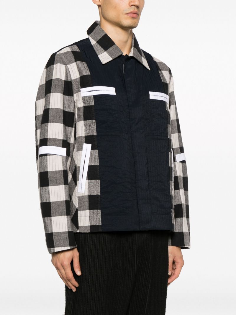 Black Plaid Cotton Shirt Jacket