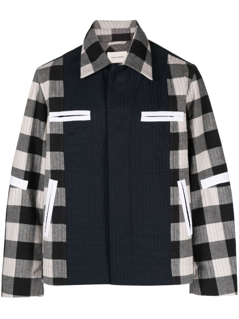 Black Plaid Cotton Shirt Jacket