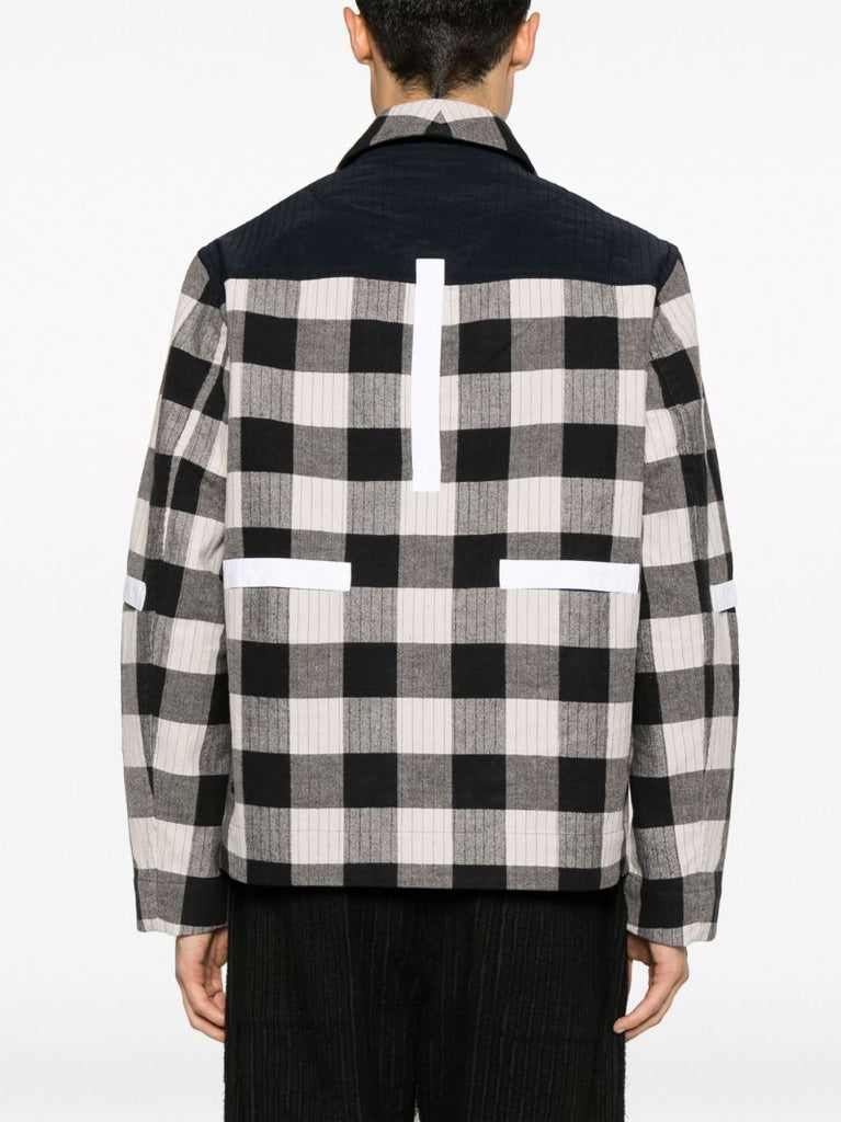Black Plaid Cotton Shirt Jacket