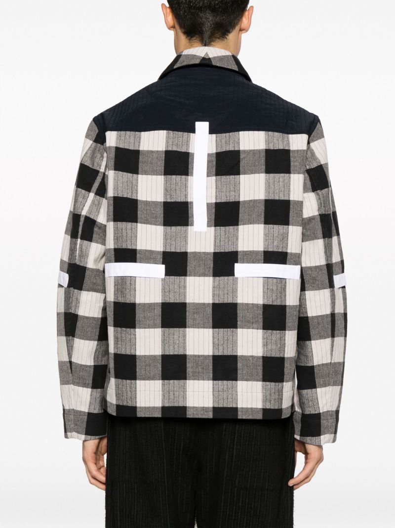 Black Plaid Cotton Shirt Jacket