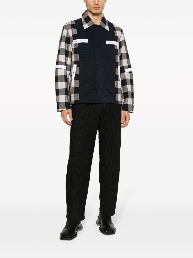 Black Plaid Cotton Shirt Jacket