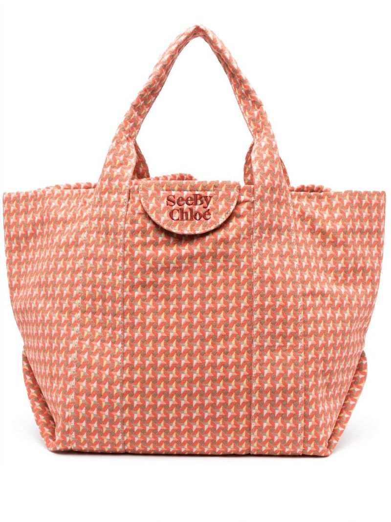 Orange Laetizia Embroidered Logo Tote Bag