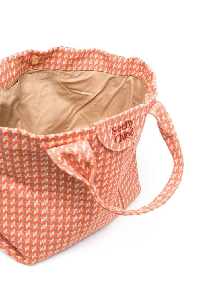 Orange Laetizia Embroidered Logo Tote Bag