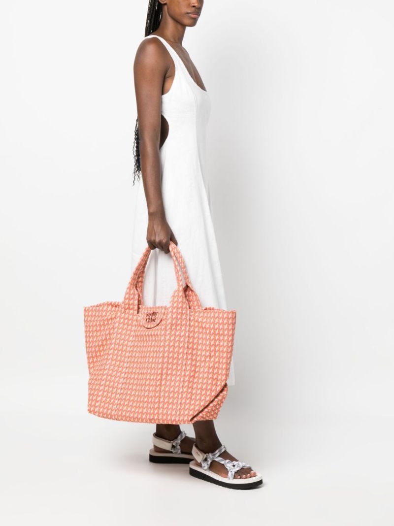 Orange Laetizia Embroidered Logo Tote Bag