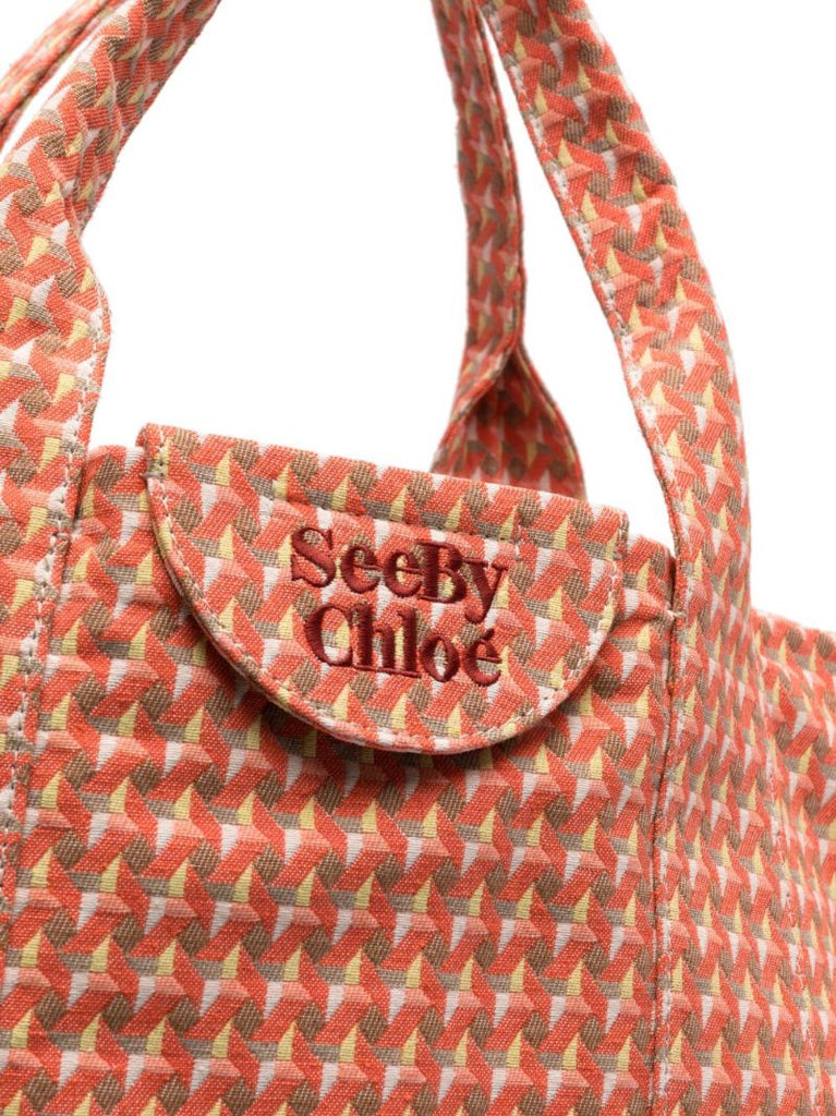 Orange Laetizia Embroidered Logo Tote Bag
