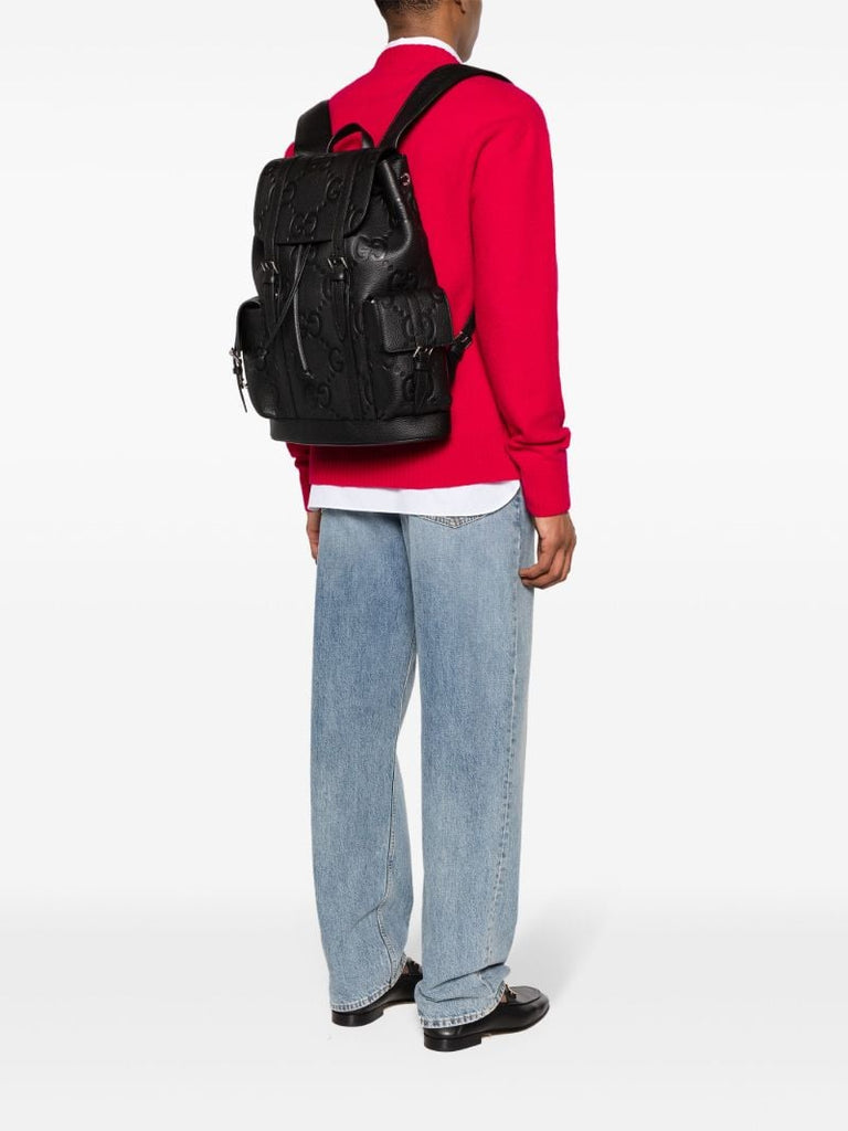 Black Jumbo Gg Leather Backpack