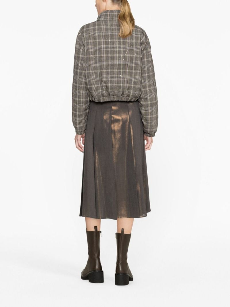 Grey Check Cropped Padded Jacket