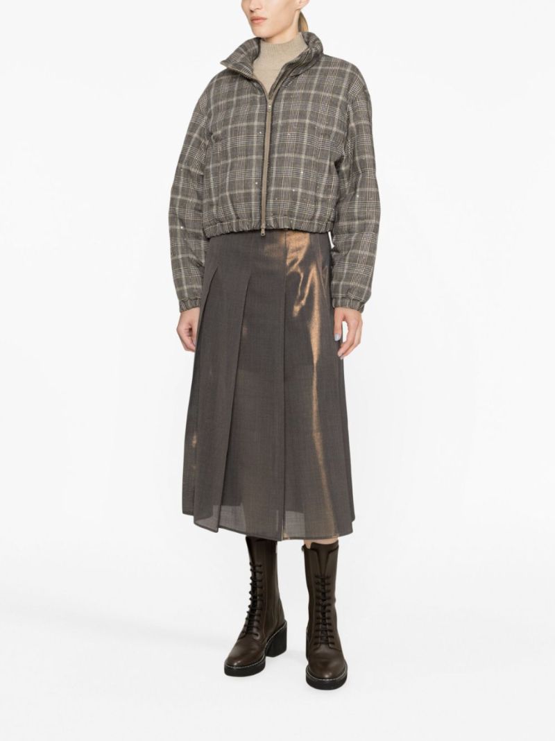 Grey Check Cropped Padded Jacket