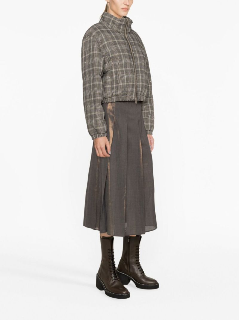 Grey Check Cropped Padded Jacket