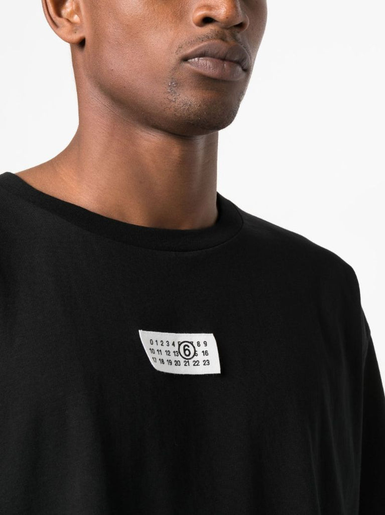 Black Numbers Patch Cotton T-shirt